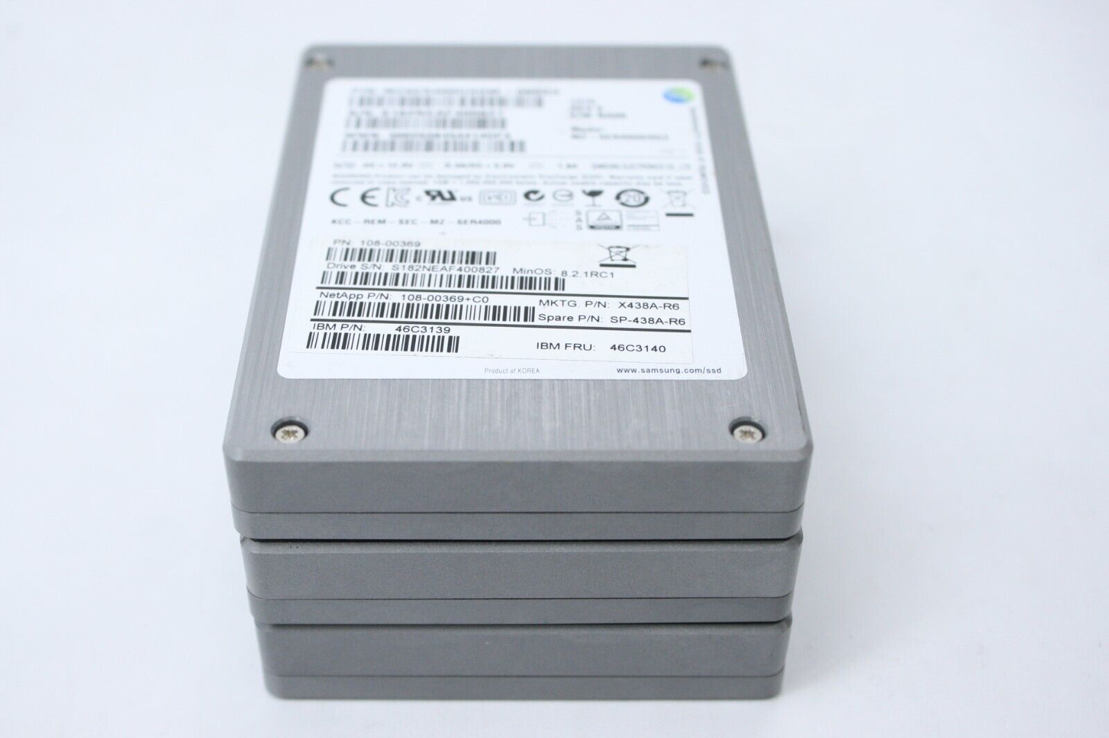 QTY-3 NETAPP/ SAMSUNG 400GB 2.5” SAS HDD MZ6ER400HAGM P/N 108-00369 /46C3139  T7