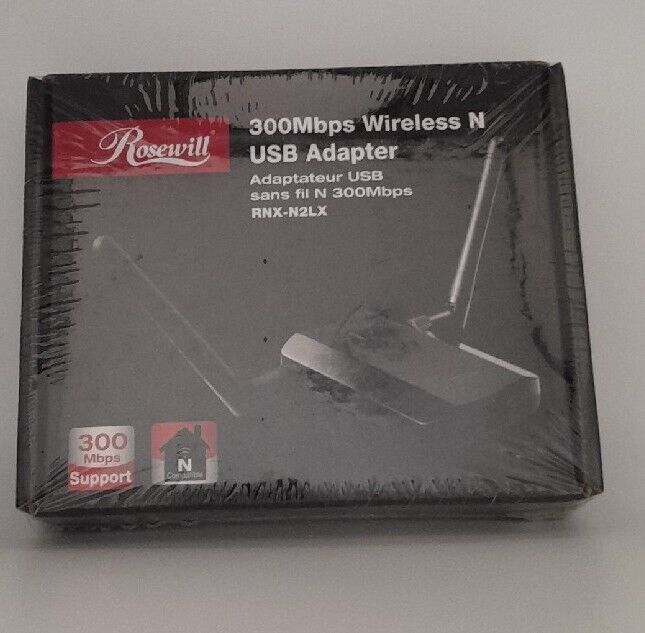 Brand New Sealed Rosewill RNX-N2LX Wireless N 300Mbps USB Adapter.