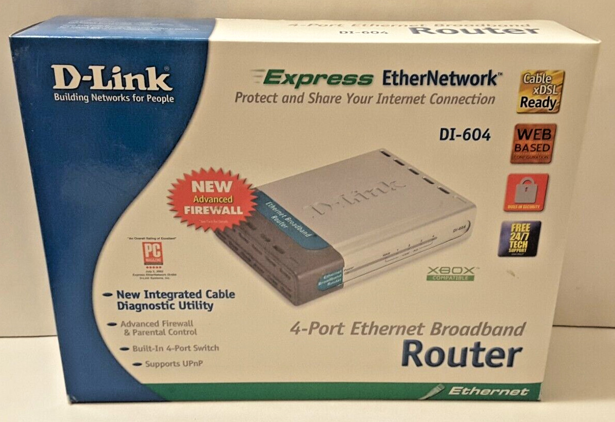 D-Link DI-604 Cable/DSL Router 4-Port Ethernet Broadband XBox Compatible