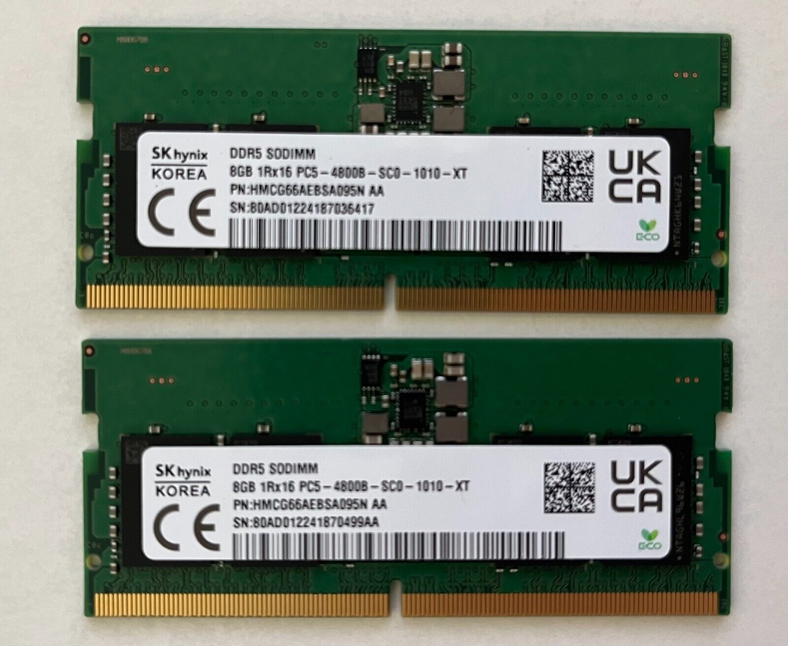 SK Hynix 16GB (8GBx2) DDR5 SODIMM 4800MHz PC5-4800 HMCG66AEBSA095N AA Laptop