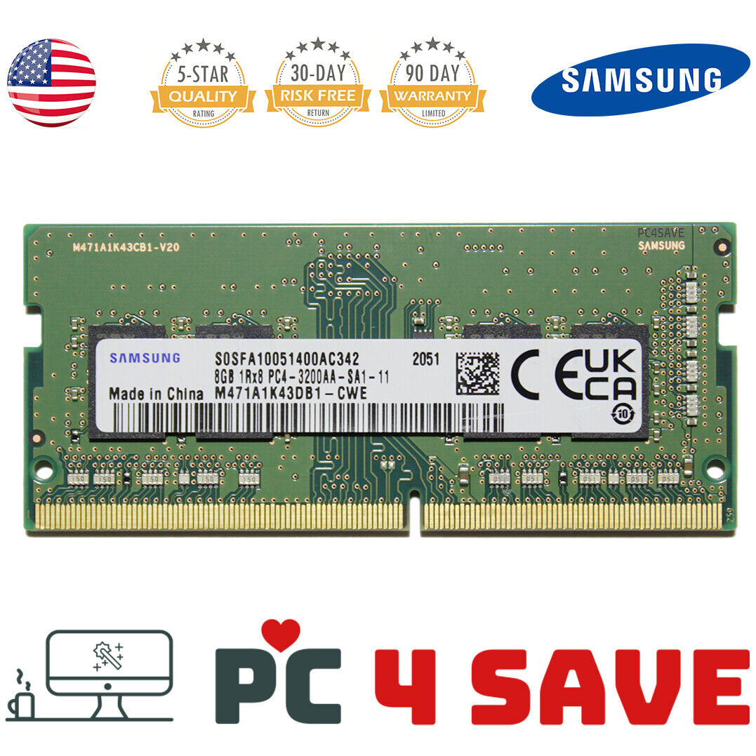 Samsung 8GB DDR4 3200MHz 1RX8 PC4-3200AA 260 Pin 1.2V SODIMM AIO Laptop Memory