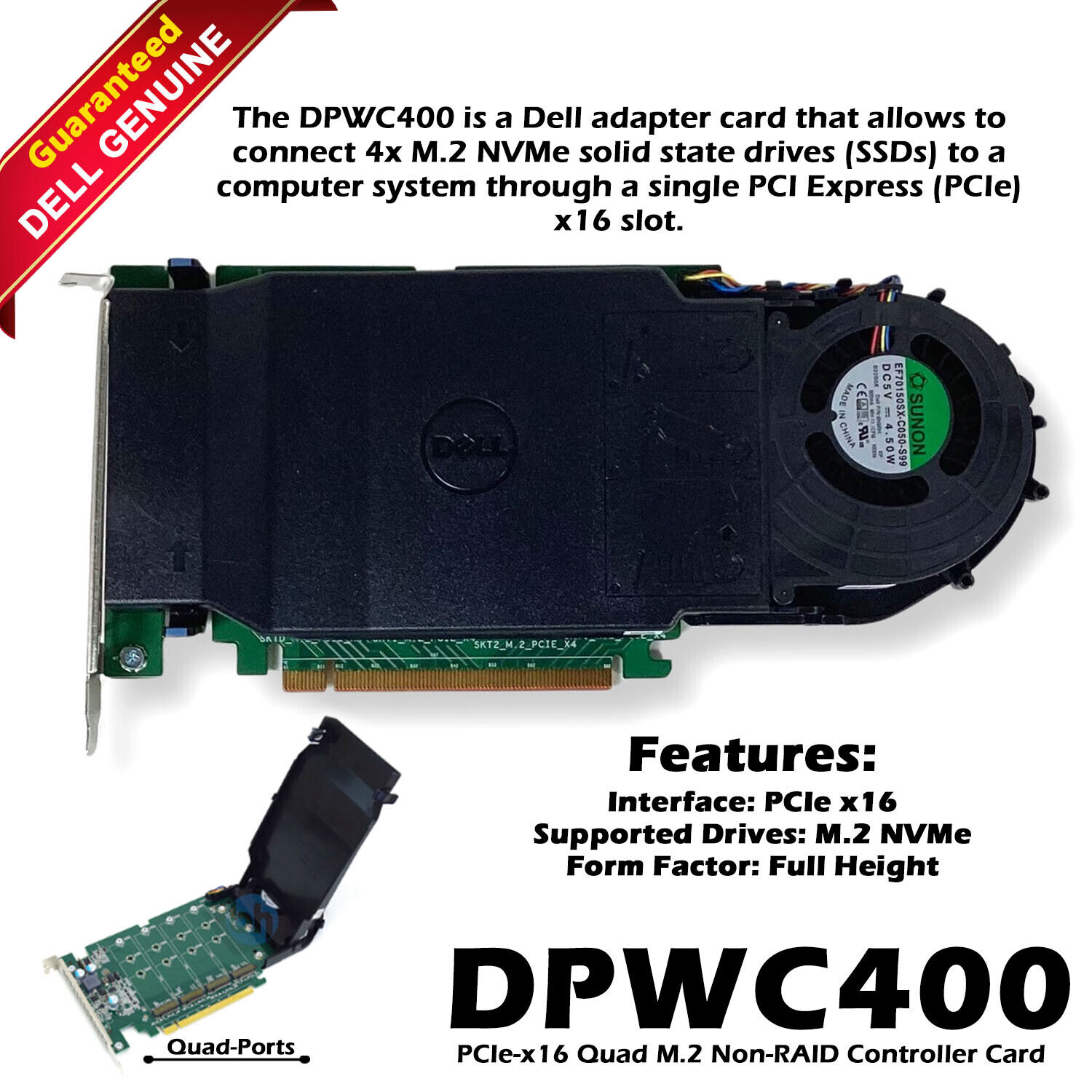 Dell Ultra SSD M.2 NVMe PCI-Express x16 Solid State Storage Adapter Card 6N9RH