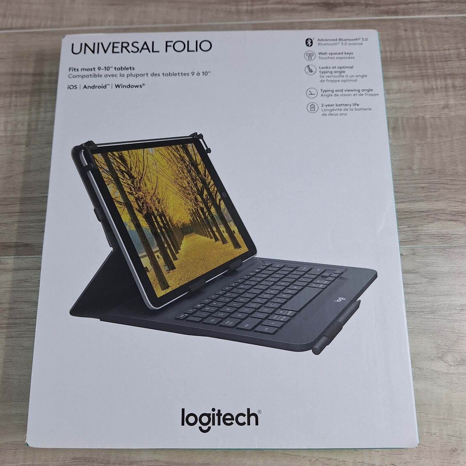 Logitech Universal Folio Case Bluetooth Wireless Keyboard Fits 9-10\