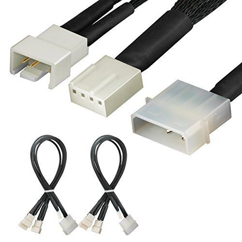 (2 Pack 4 Pin Molex to 3X PWM Fan Splitter Cable, 12 inch