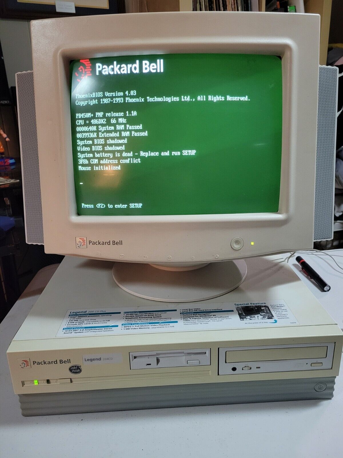 Vintage 1994 Packard Bell 204CD with 1412SL Monitor - Windows 95 Retro Gaming