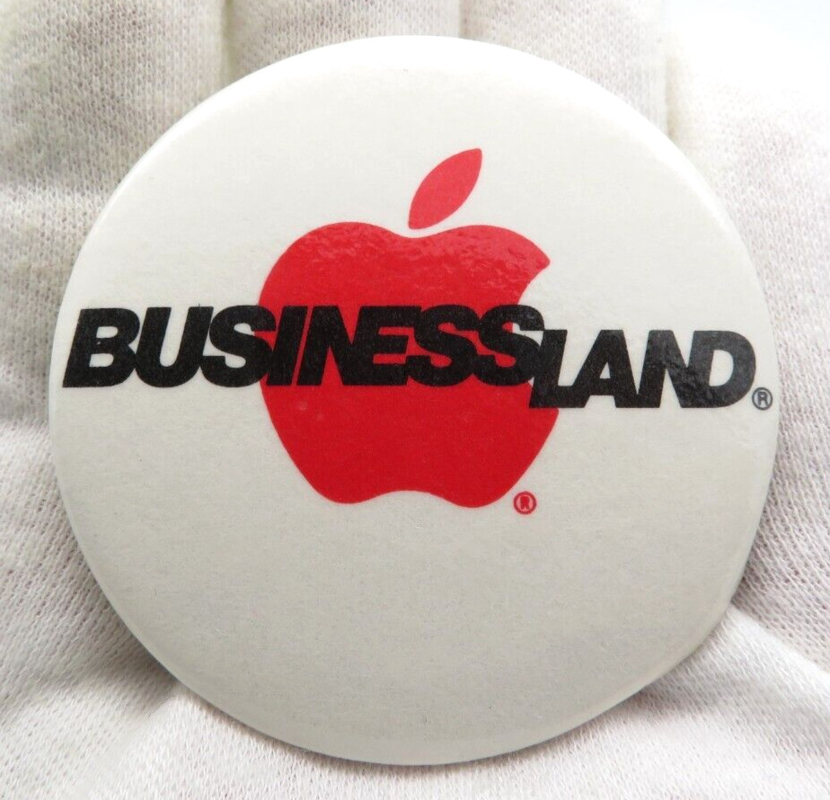 Vintage Apple Computer Pin Back Button, Logo BusinessLand Employee Item