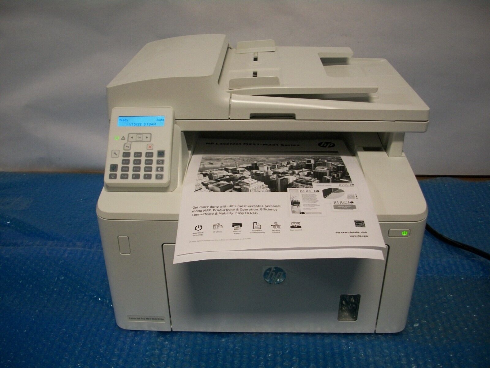 HP LaserJet Pro MFP M227fdn  Laser Printer 810-820  Page count No Tonner