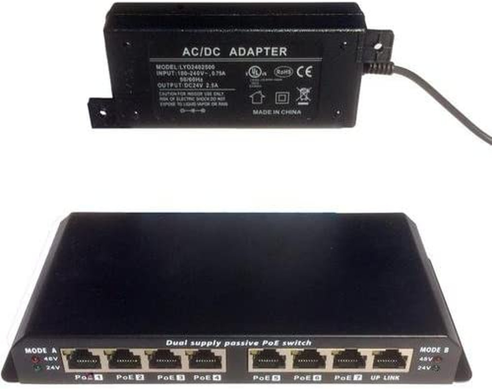 Gpoes-8-7Ab-24V60W | 24 Volt 8 Port Passive Poe Switch for 24V Ubiquiti Devices 