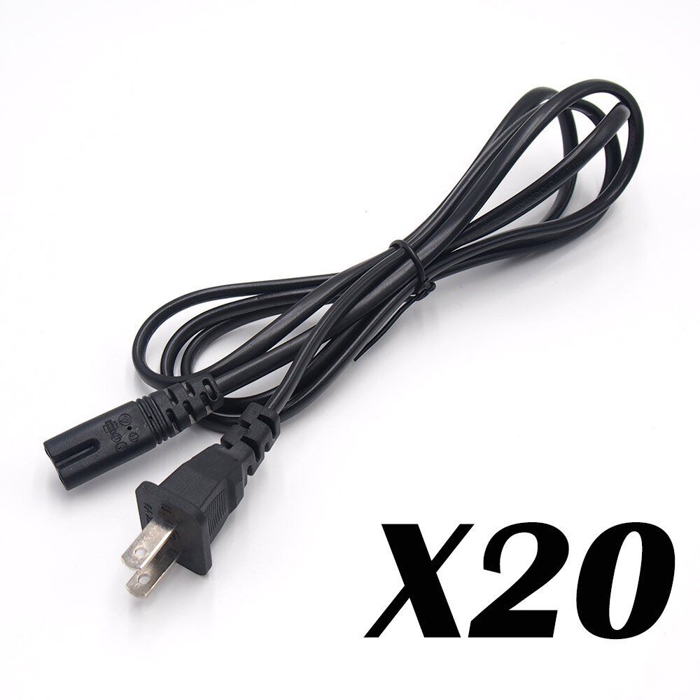 Lot 1-100 US 2 Prong 2Pin AC Power Cord Cable Charge Adapter for PC Laptop PS3
