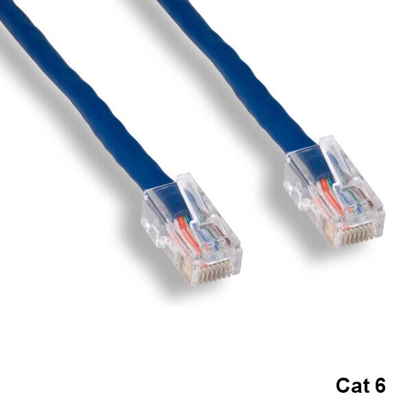 Kentek Blue 100ft Cat6 UTP Non-Booted Ethernet Patch Cable 24AWG 550MHz Network