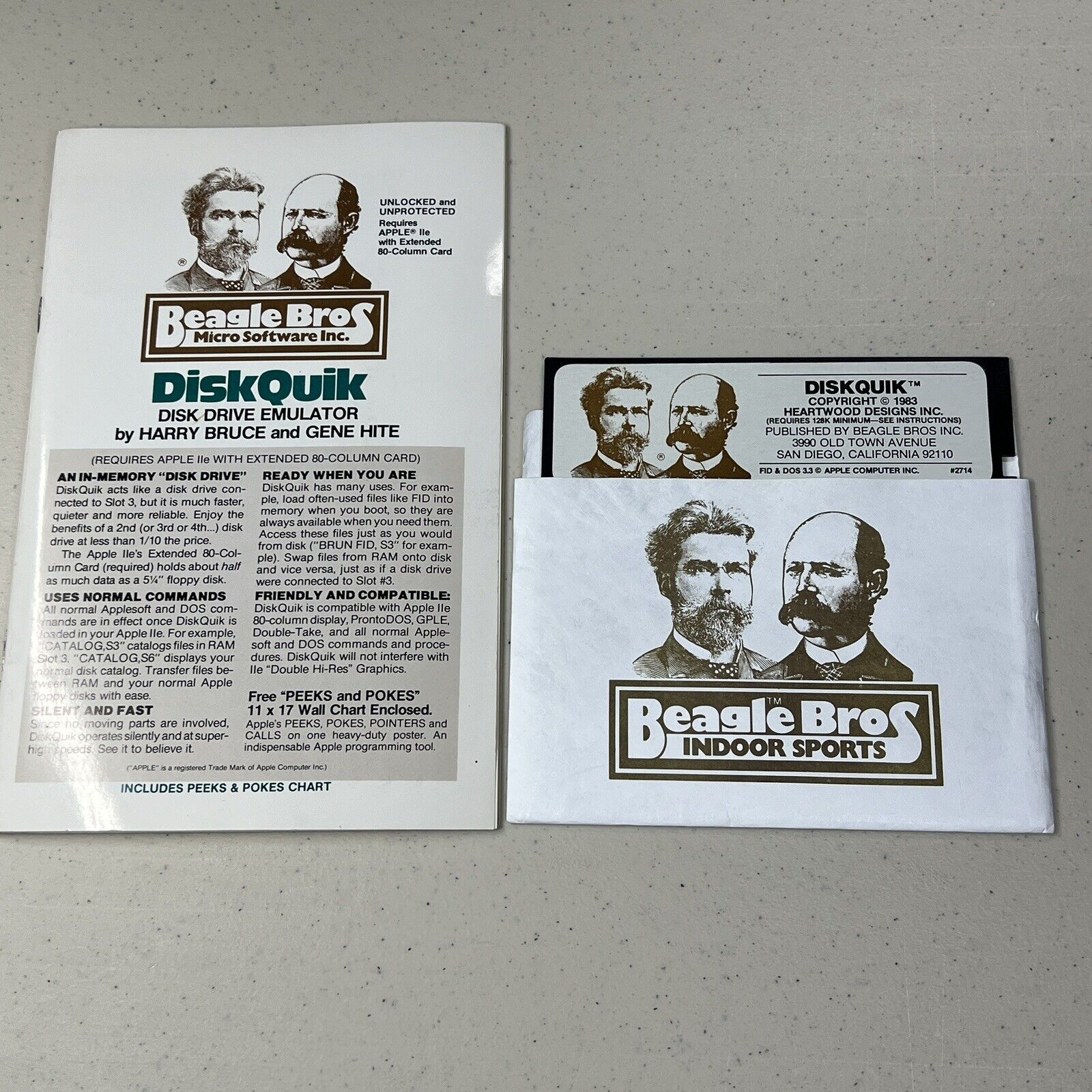 *NATIVE WORKING* Complete 1983 Apple II Beagle Bros DiskQuik Slot 3 RAM Disk