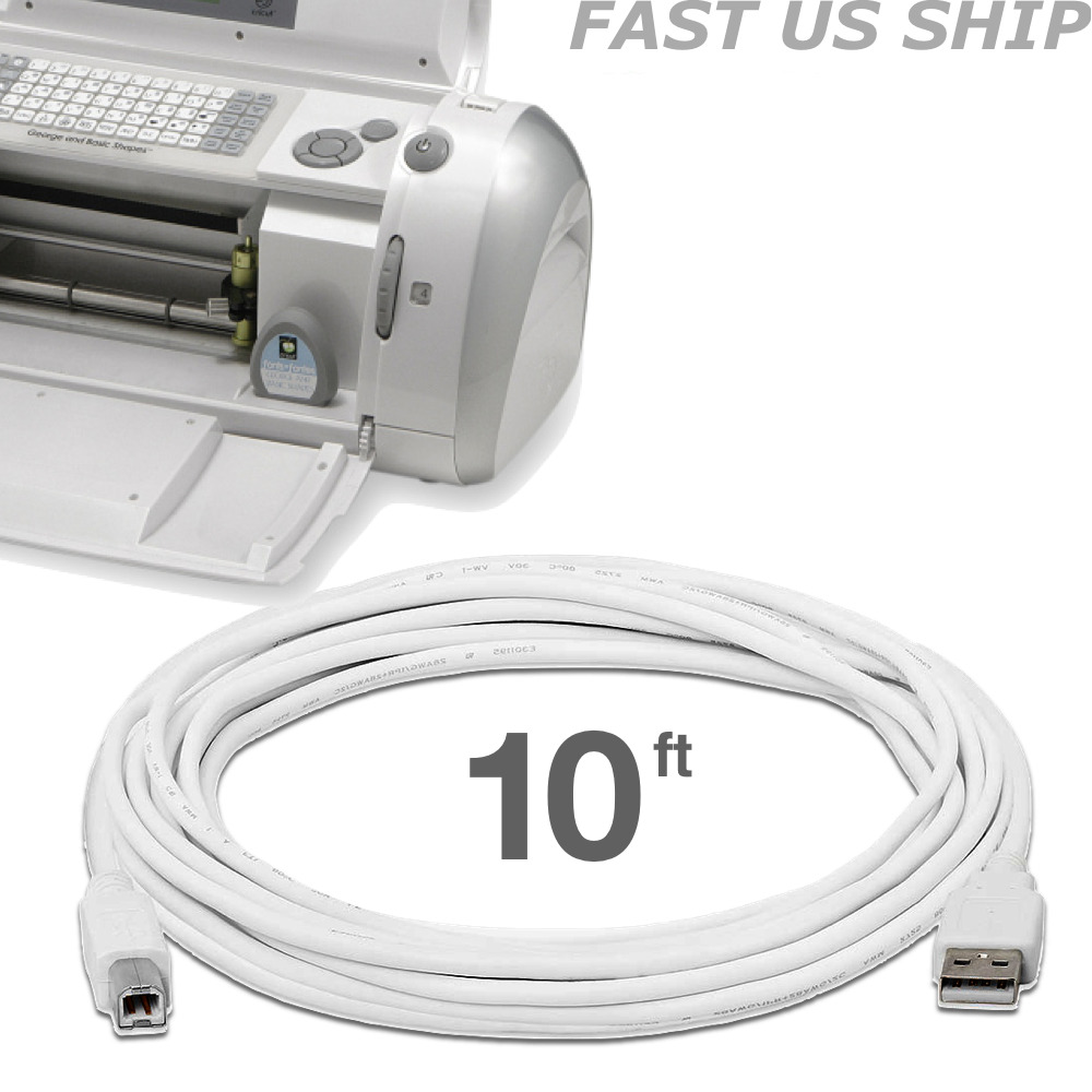 Longer 10ft Quality White Lead Wire Cord USB Cable for Cricut Create