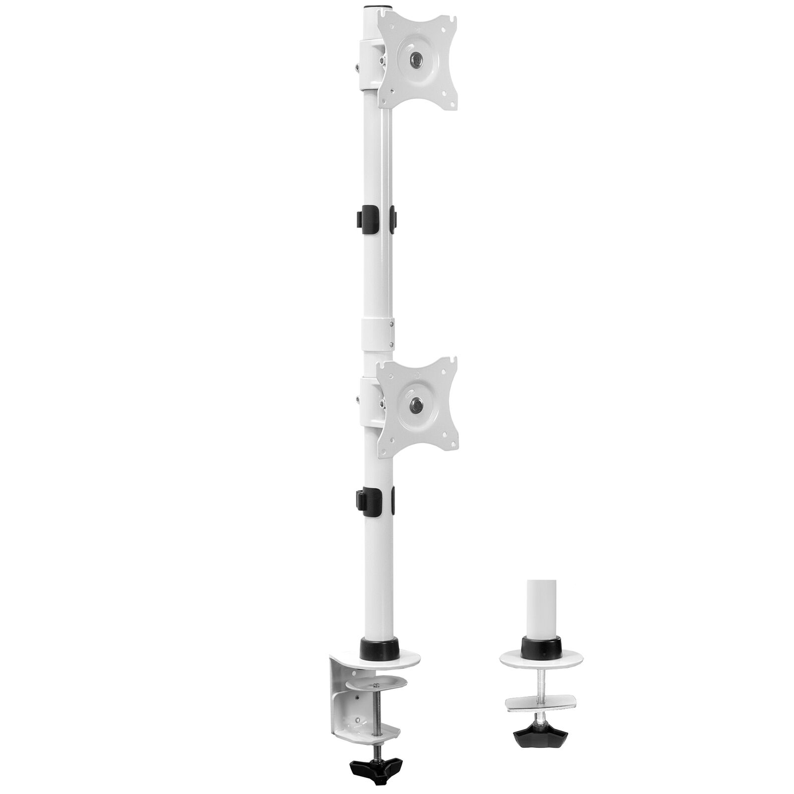 VIVO White Dual Computer Monitor Desk Mount, Vertical Array, 2 Screens up to 34\