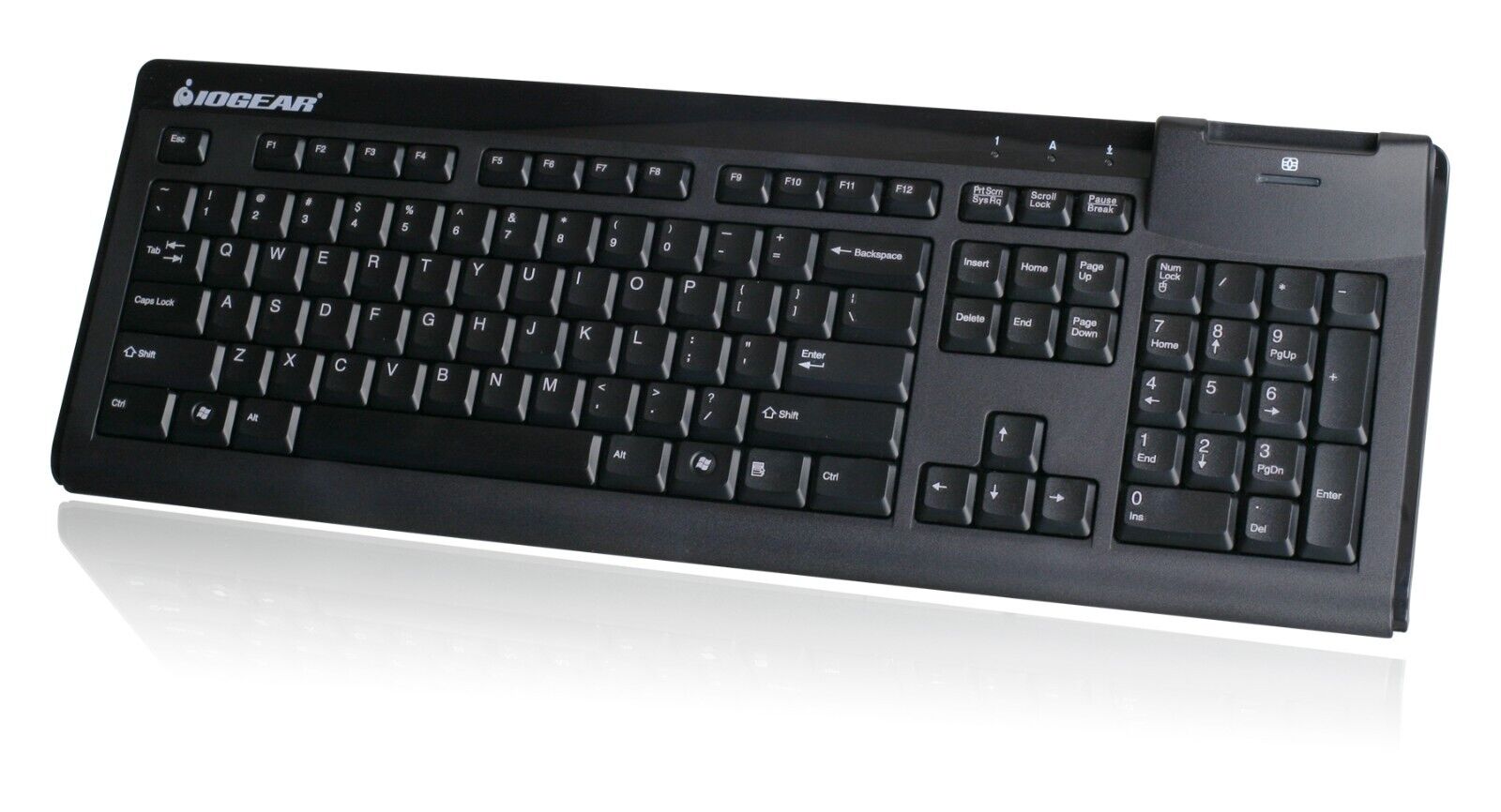 IOGEAR Keyboard with Built in Card Reader GKBSR201- New