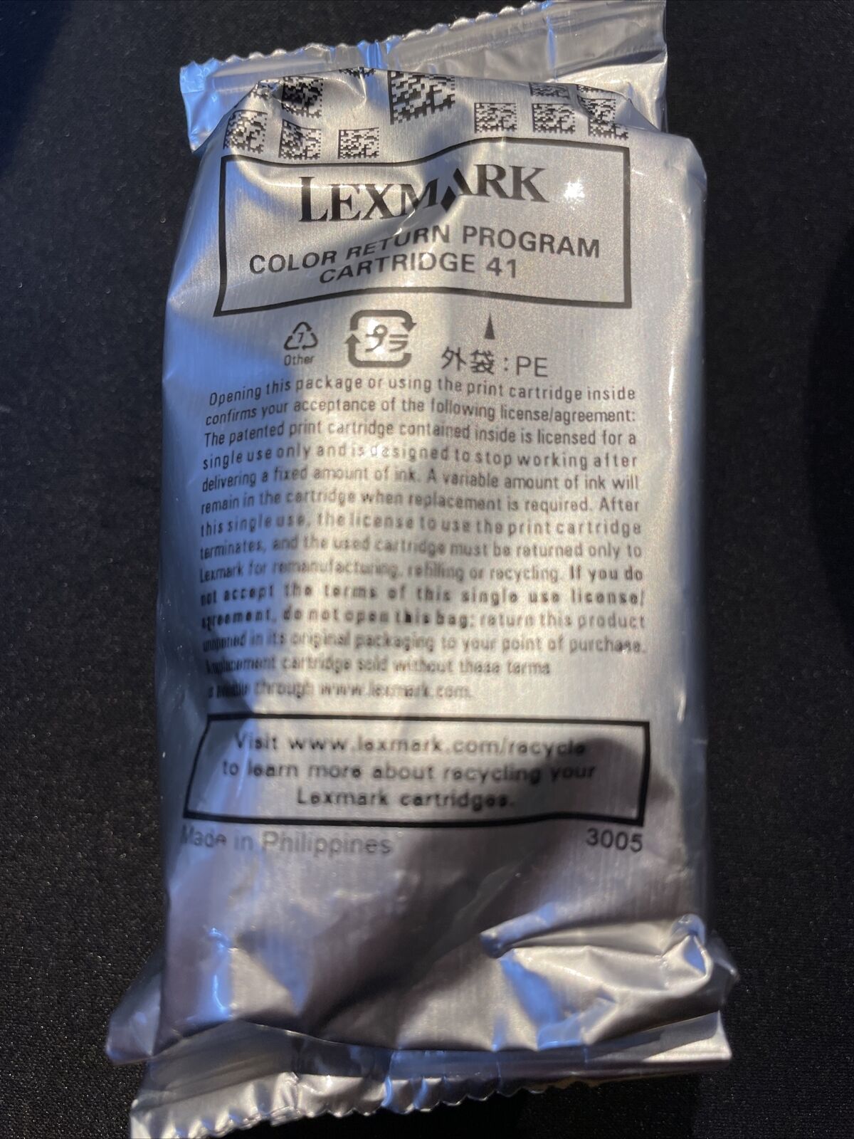 Genuine Lexmark 41 Tri-Color Ink Cartridge - Sealed no Box