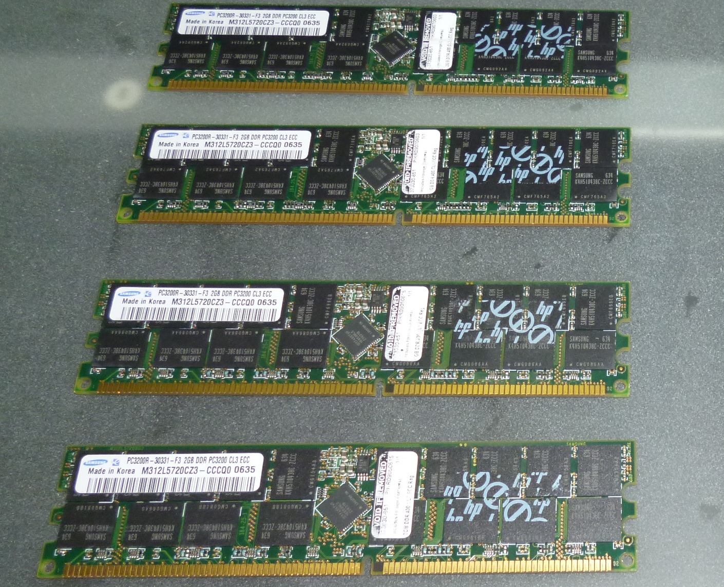 Lot of 4 - 2GB Samsung PC-3200R CL3 ECC Registered DDR SDRAM DIMM - 8GB Set