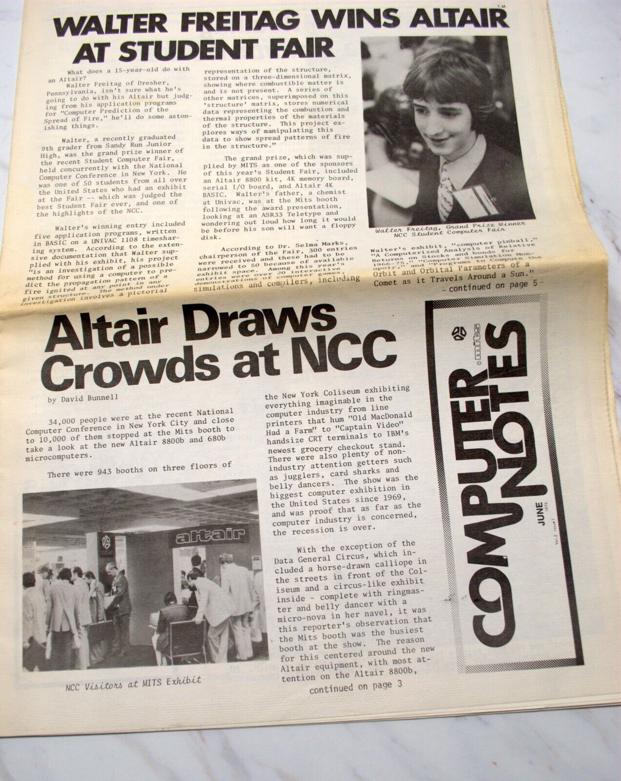 Vintage Altair Computer NOTES newsletter June 1976