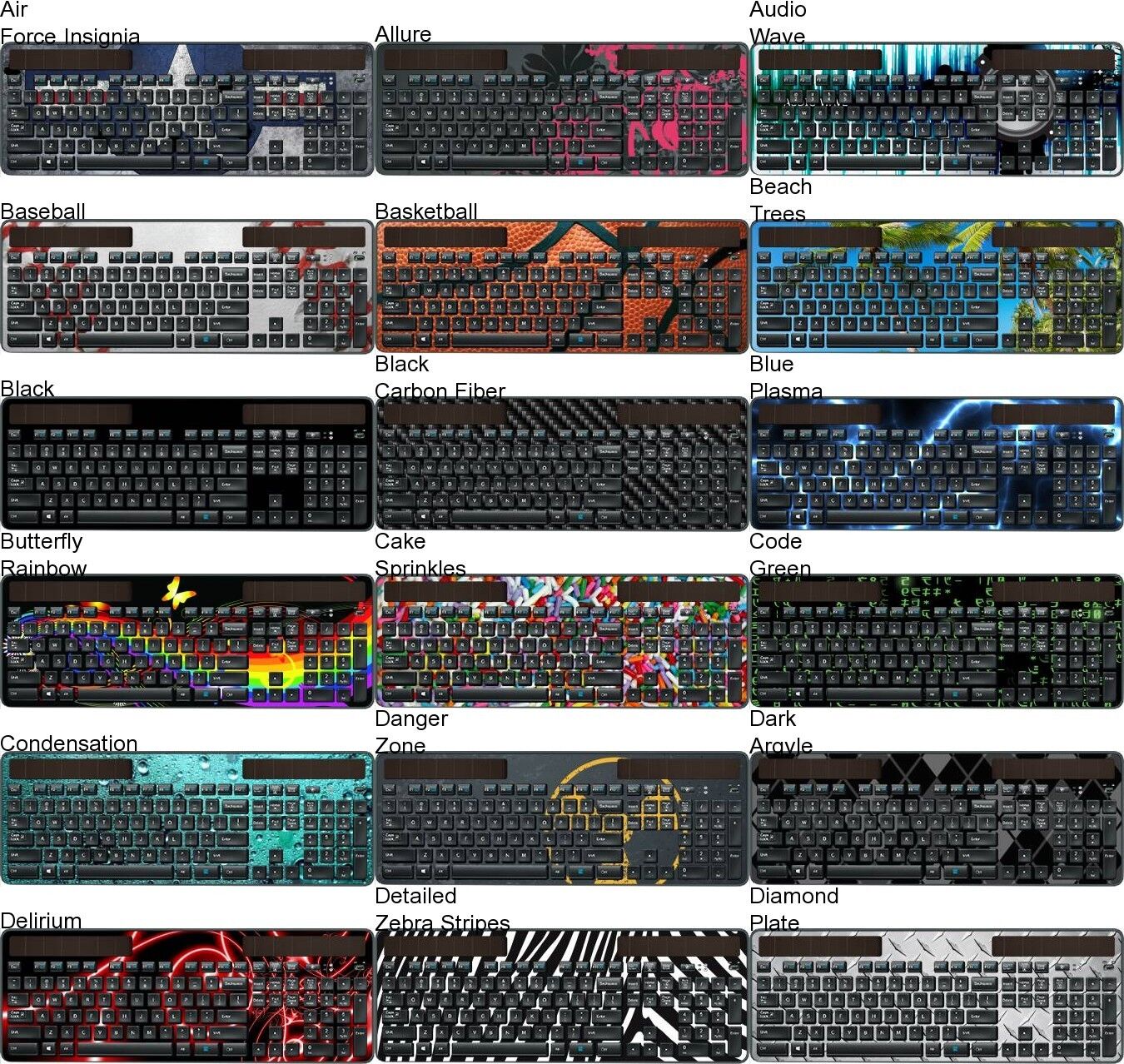 Choose Any 1 Vinyl Decal/Skin for Logitech K750 Keyboard PC - Free US Shipping