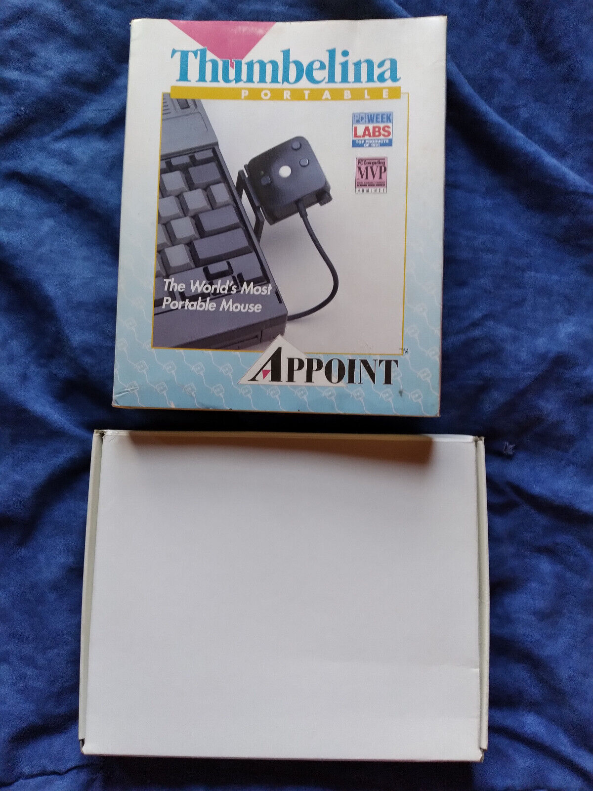Vintage Appoint Thumbelina Portable 2 button Mouse + Disk IBM PC NOS UNTESTED