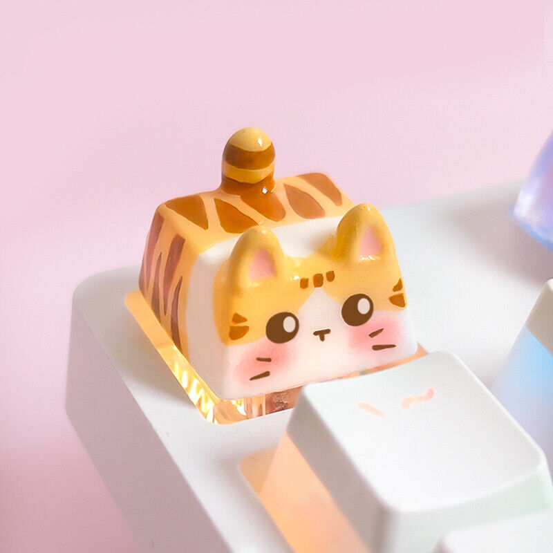Handmade Coloring Resin Artisian Cute Cat Keycap for Mechanical Keyboard Gift
