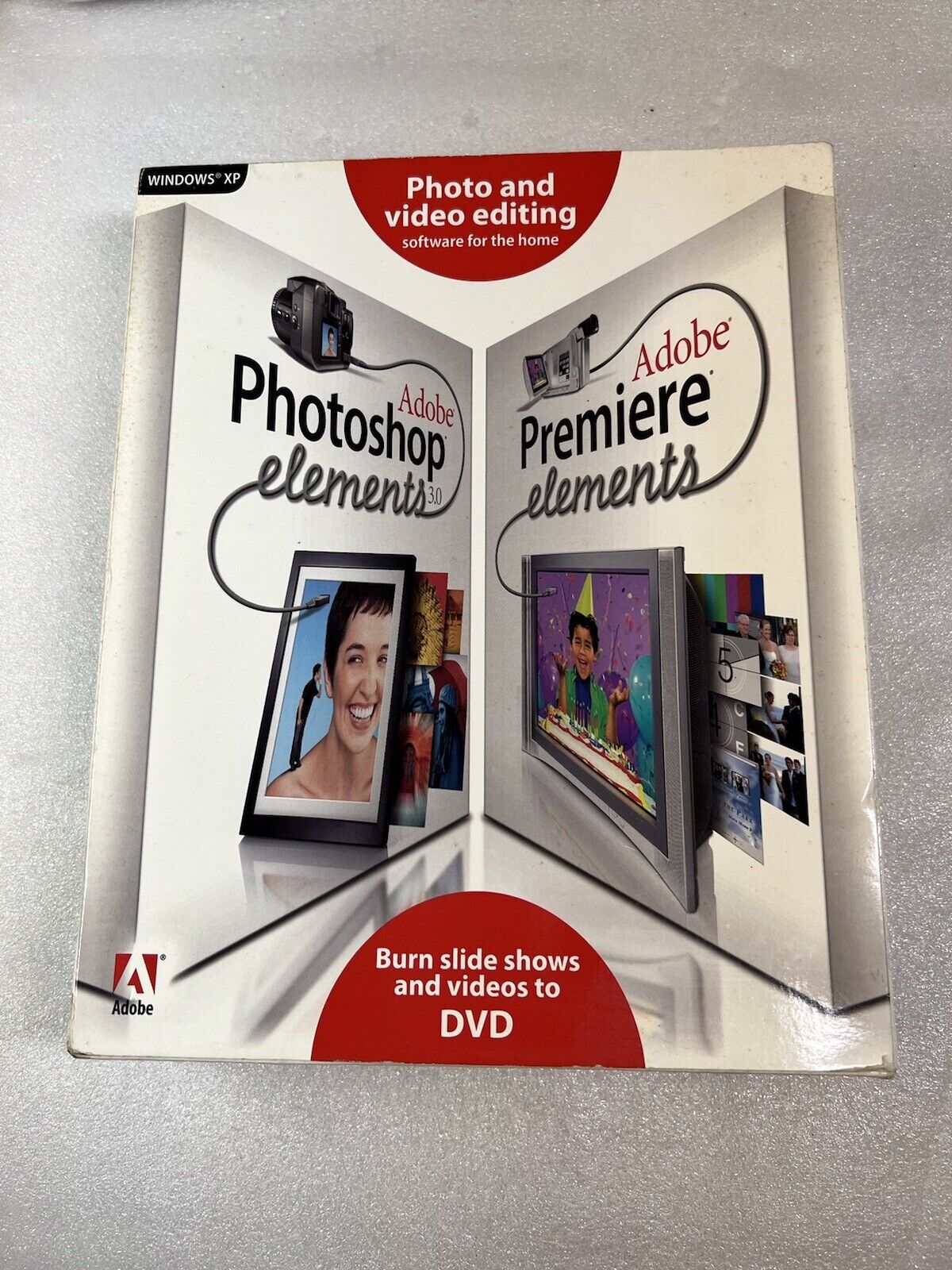 Adobe Photoshop Elements 3.0 PLUS Adobe Premiere Elements, for XP NEW SEALED 