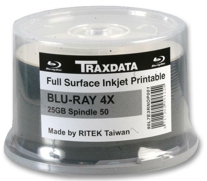BLU-RAY, 4X, PRINTABLE, SPINDLE, X50, DISK TYPE BD-R, PACK QUANTITY FOR TRAXDATA