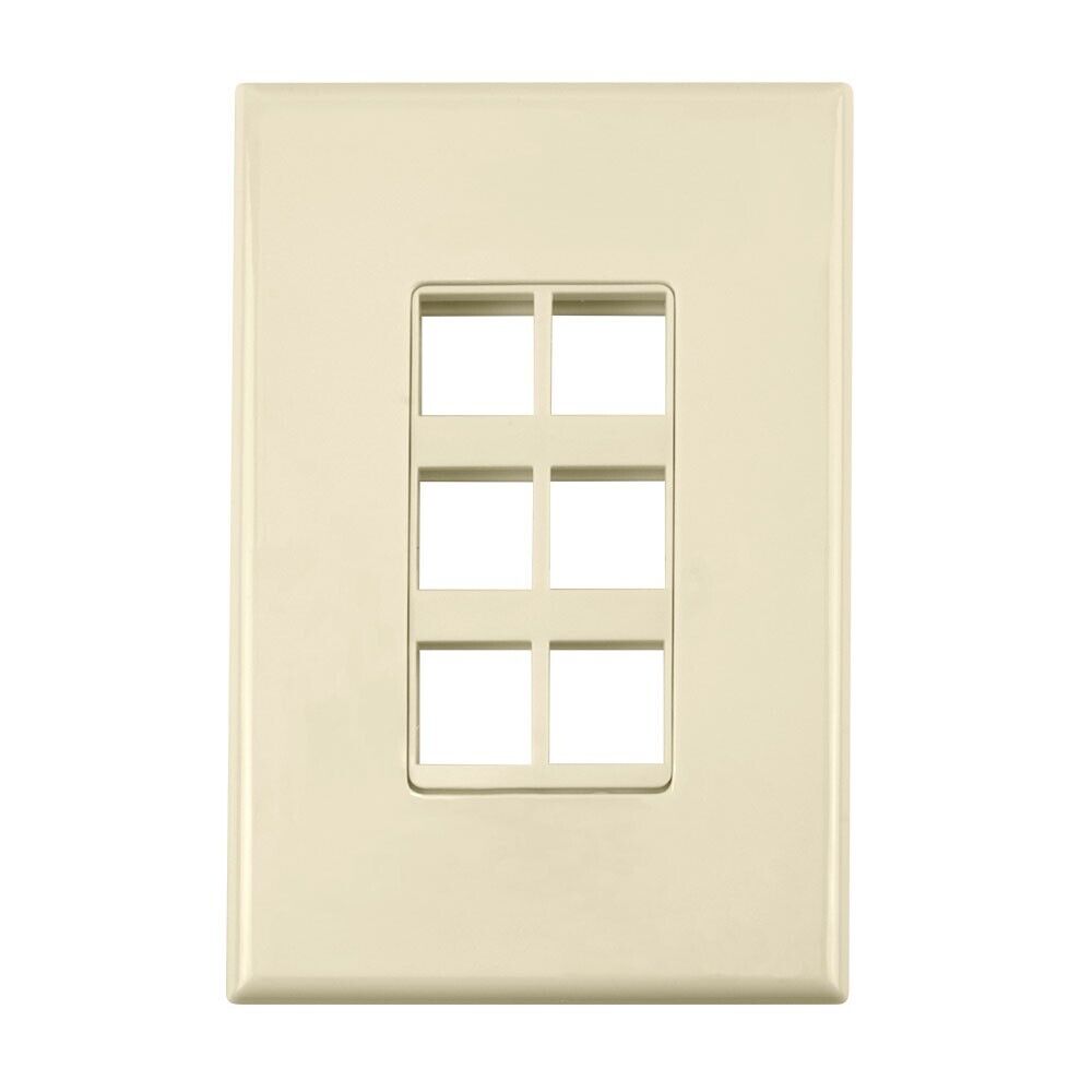 Construct Pro 6-Port Keystone Wall Plate with Screwless Face (Ivory)