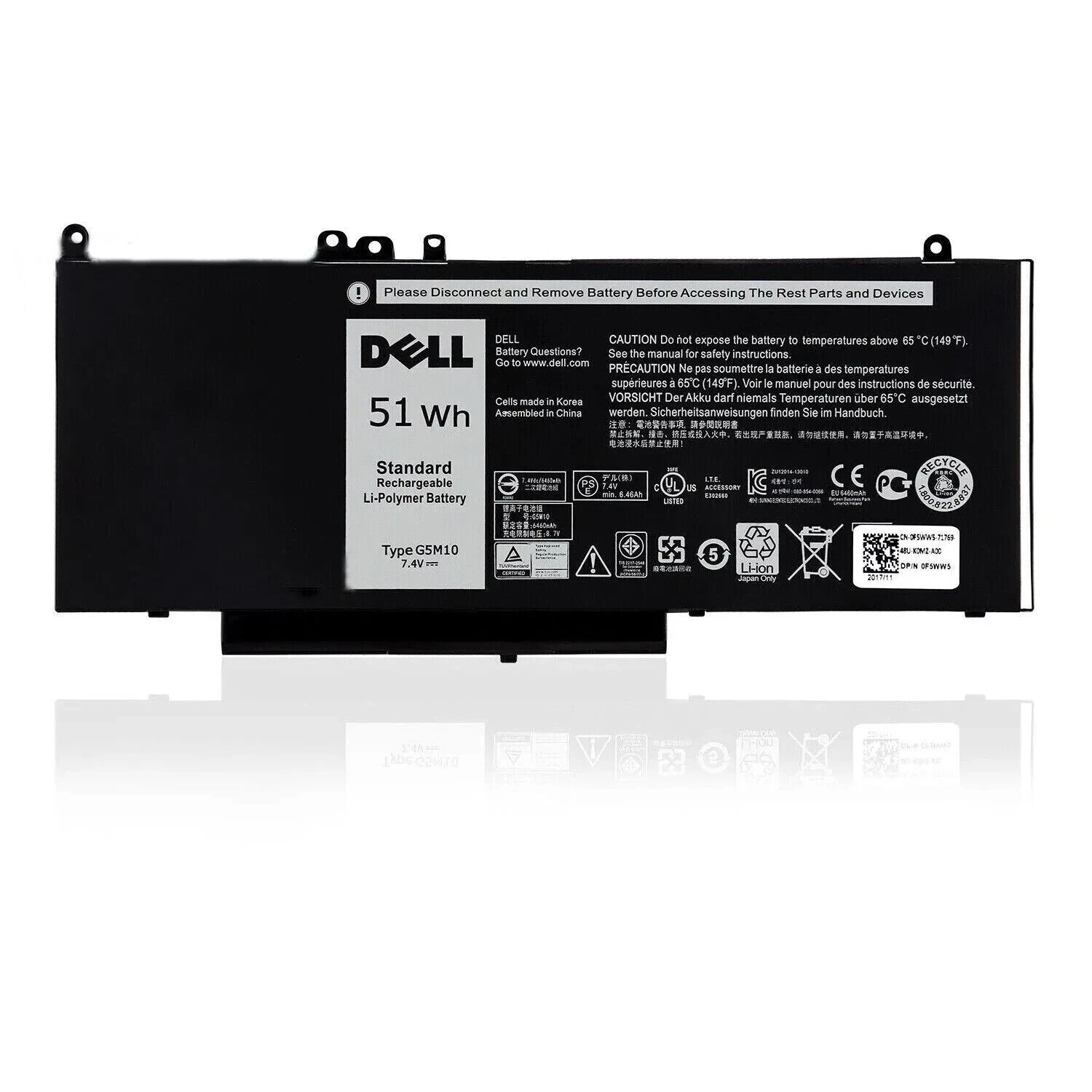 Genuine OEM 51Wh G5M10 Battery For Dell Latitude 3160 E5250 E5450 E5550 WYJC2 US