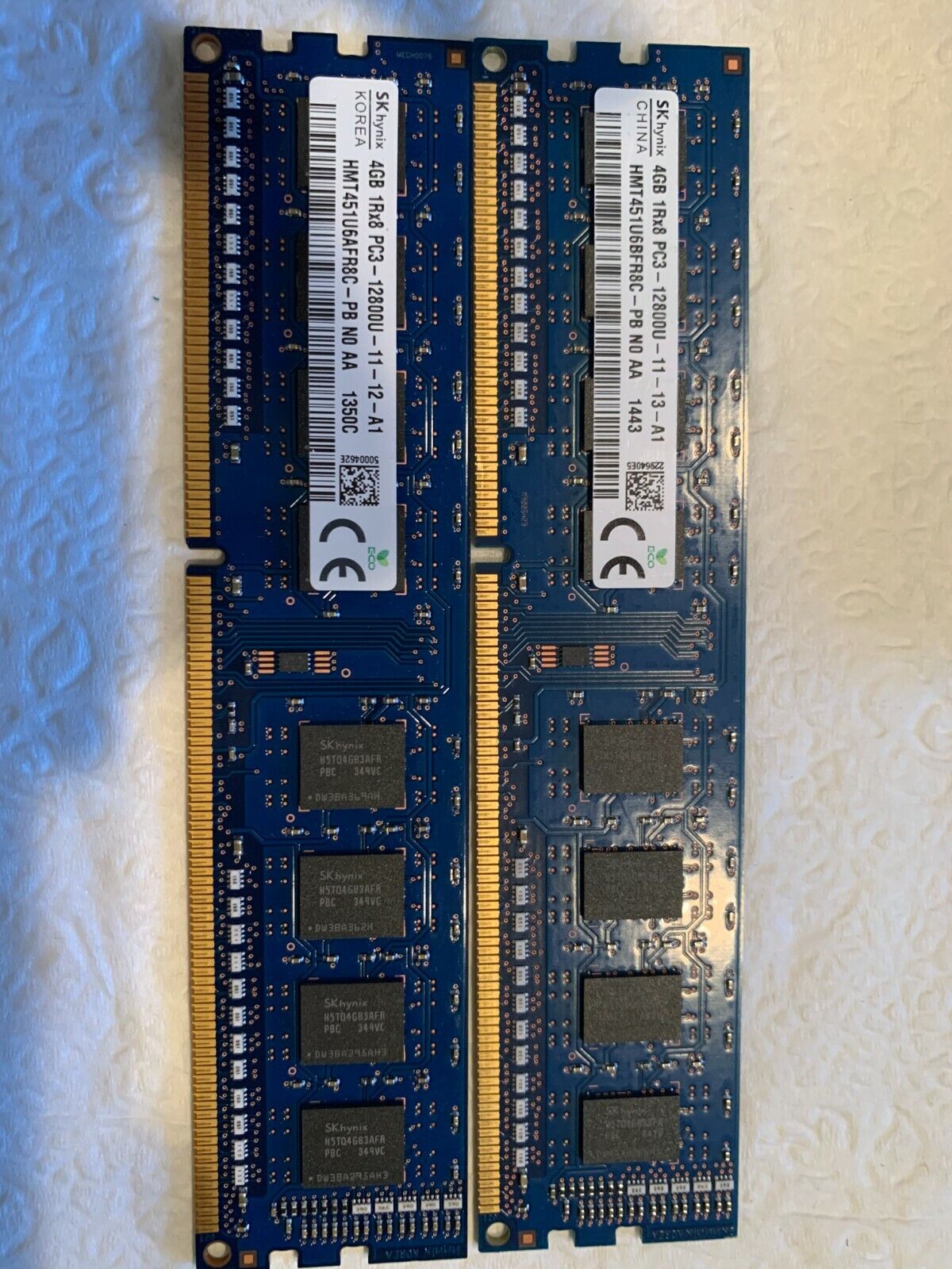 2x4GB (8GB Total) HYNIX HMT451U6AFR8C-PB 4GB PC3-12800U Desktop Memory
