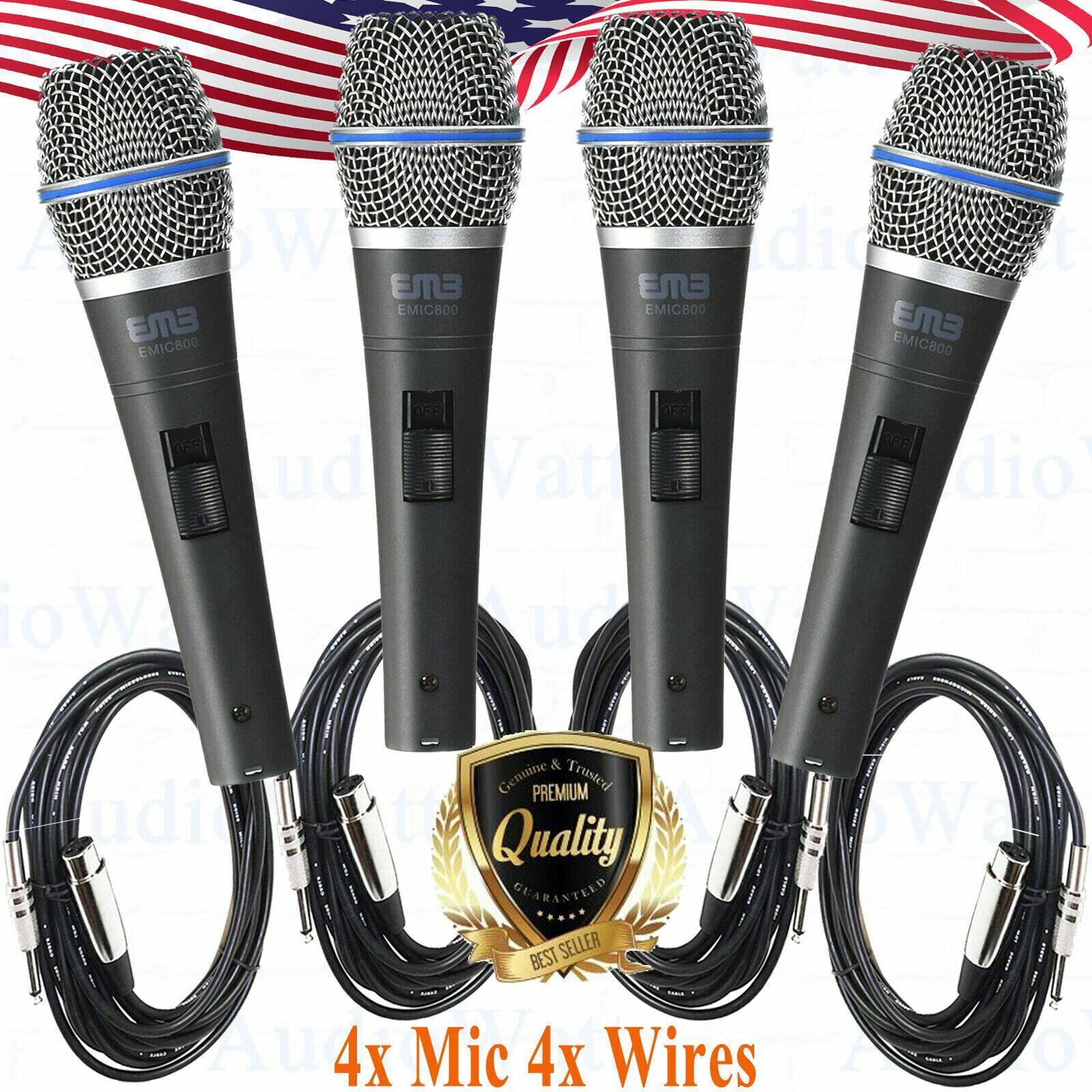 4X Professional Wired Dynamic Vocal Studio Microphone HandHeld Mic with XLR 3Pin