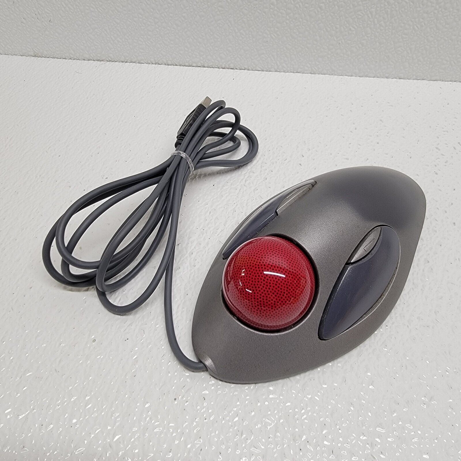 Logitech T-BC21 USB Wired Optical Trackman Red Marble Mouse Trackball - TESTED