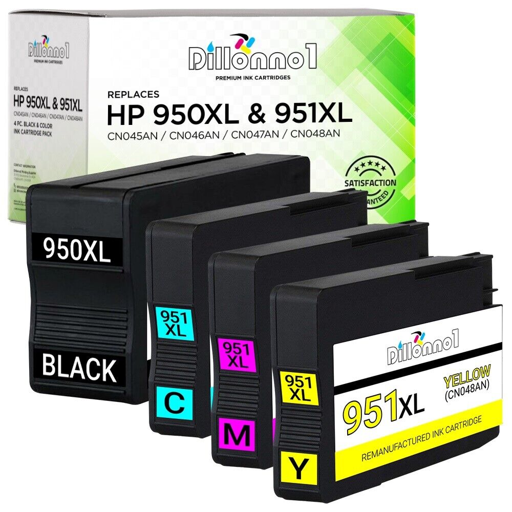 4-PACK For HP 950 951 XL Ink Combo For OfficeJet Pro 8100 8600 Plus Premium