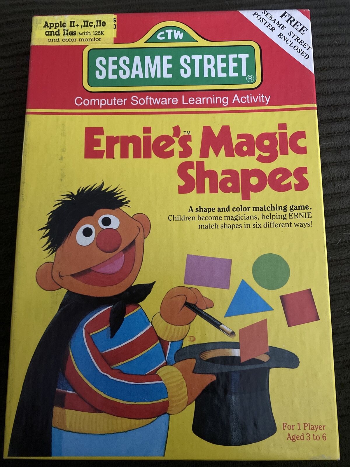 Vintage 1987 Sesame Street Ernie's Magic Shapes Computer Game Apple IIe IIc IIgs