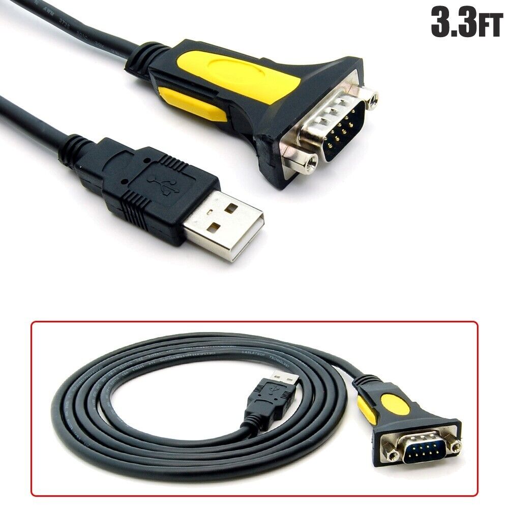 3.3FT USB Type A to DB9 RS232 Serial Male Adapter Cable with Prolific Chipset