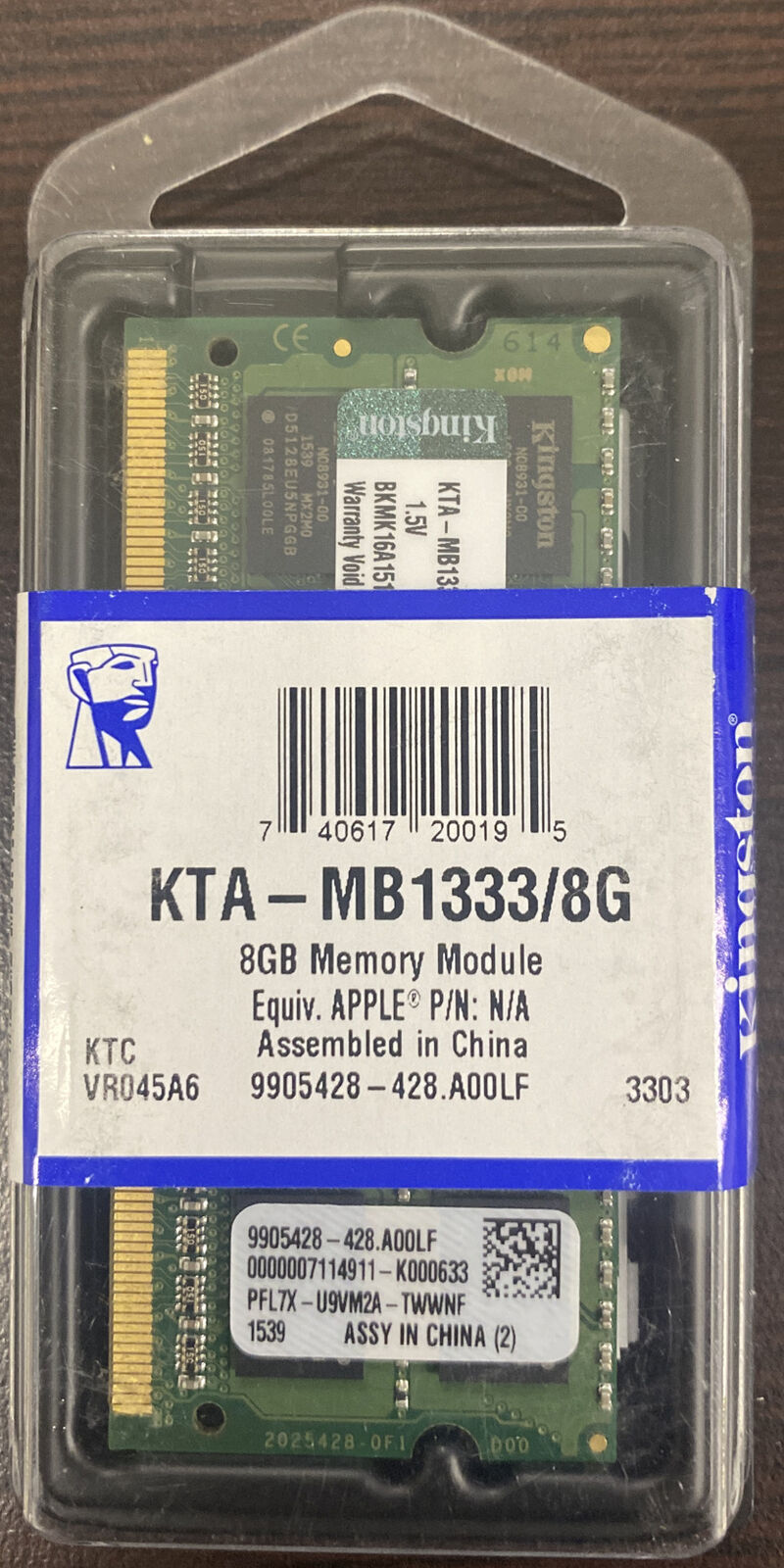 Kingston PC3-10600 8GB SO-DIMM 1333 MHz DDR3 Memory (KTA-MB1333/8G))