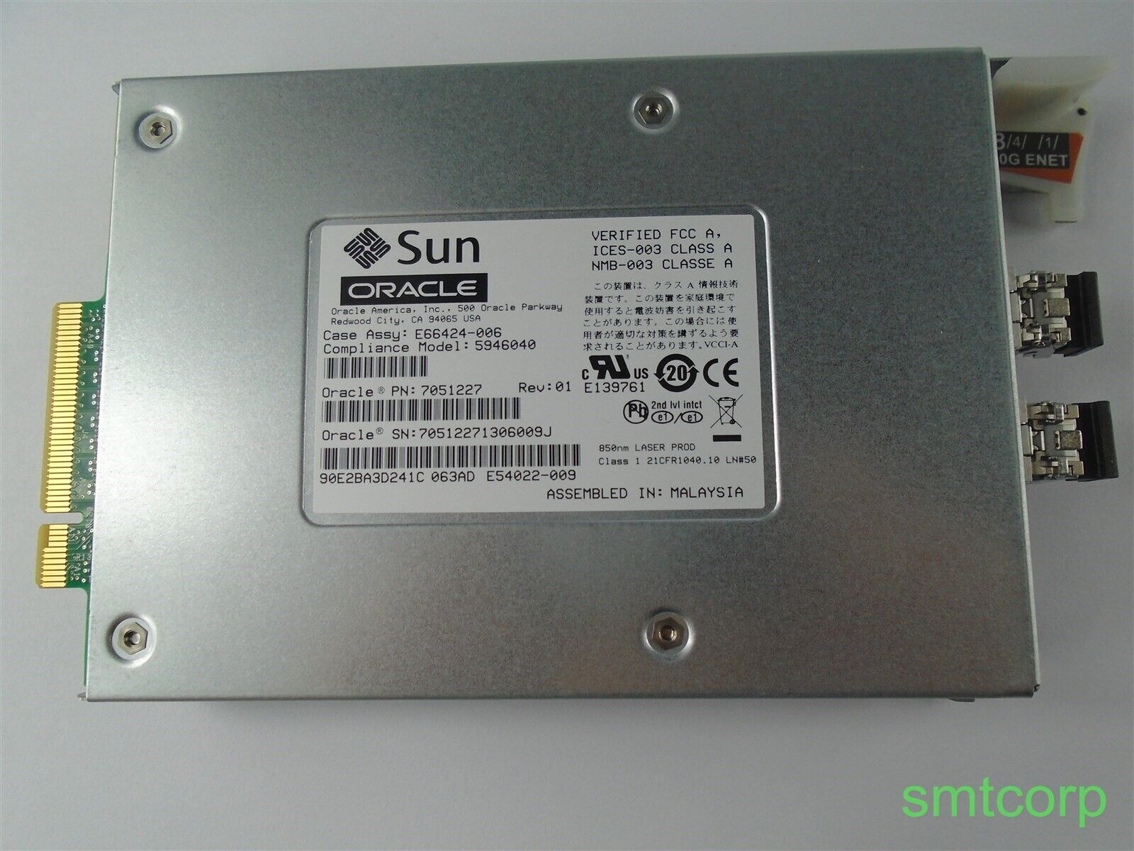 SUN Oracle 7051227 DUAL PORT 10GB ETHERNET W/ 2 SFP 10GB SUN 530-4449