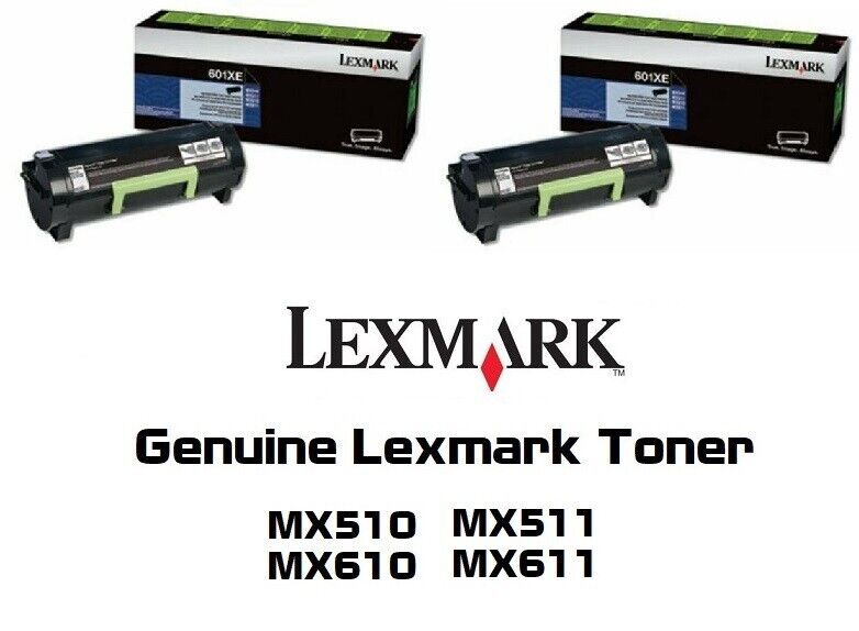 2 Mostly New Genuine Lexmark 60F1X0E Toners 70% 601XE  MX510 MX610 MX511