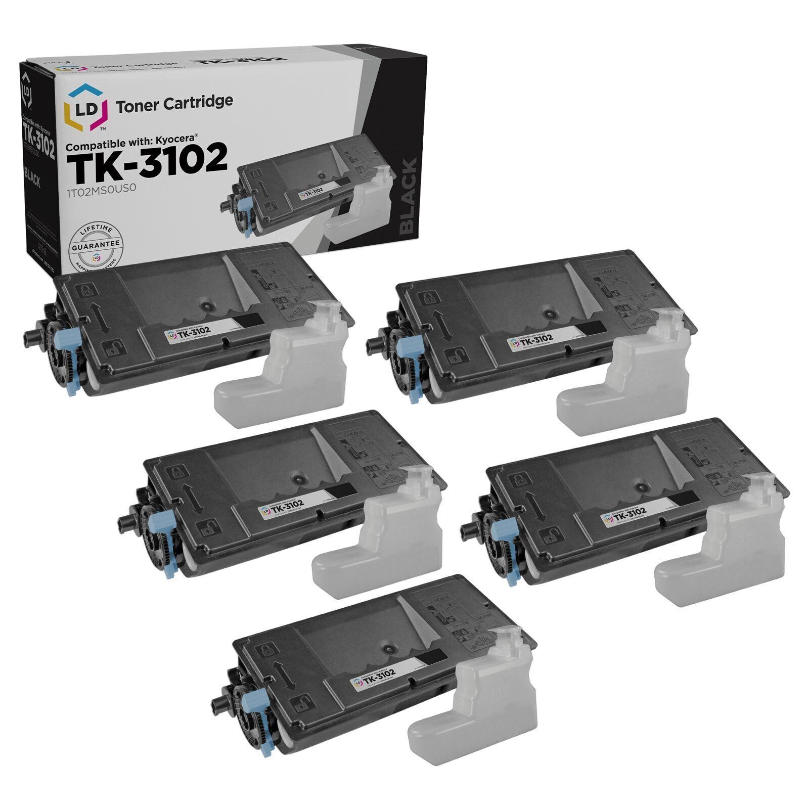 LD Set of 5 Comp Kyocera-Mita Black TK-3102 1T02MS0US0 Toner FS-2100DN