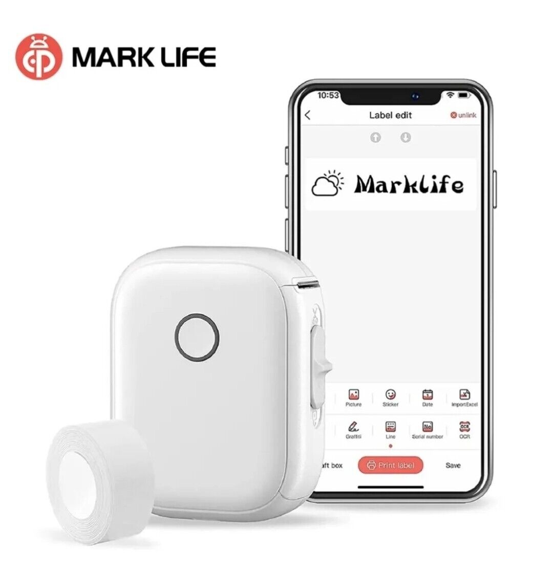 Marklife P12 Label Maker-Portable Printer Machine With 1 roll of Printing Paper