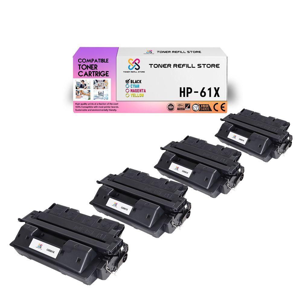 4Pk TRS 61X C8061X Black HY Compatible for HP LaserJet 4100dtn Toner Cartridge