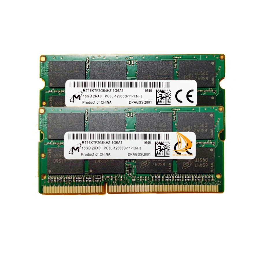 Micron 2x 16GB 2RX8 PC3L-12800S DDR3-1600Mhz 1.35V Laptop SODIMM RAM Memory 32GB