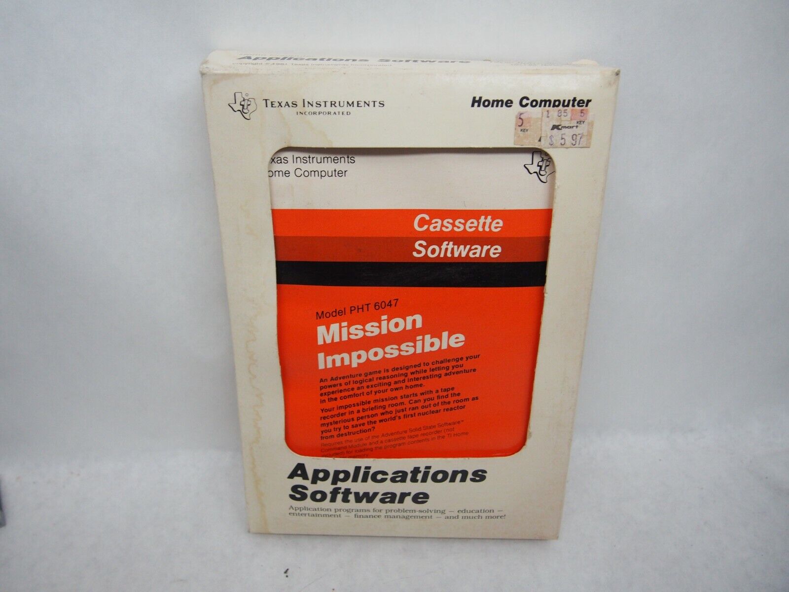 TI99-4a Home Computer Mission Impossible Cassette Rare PHT 6047 in box
