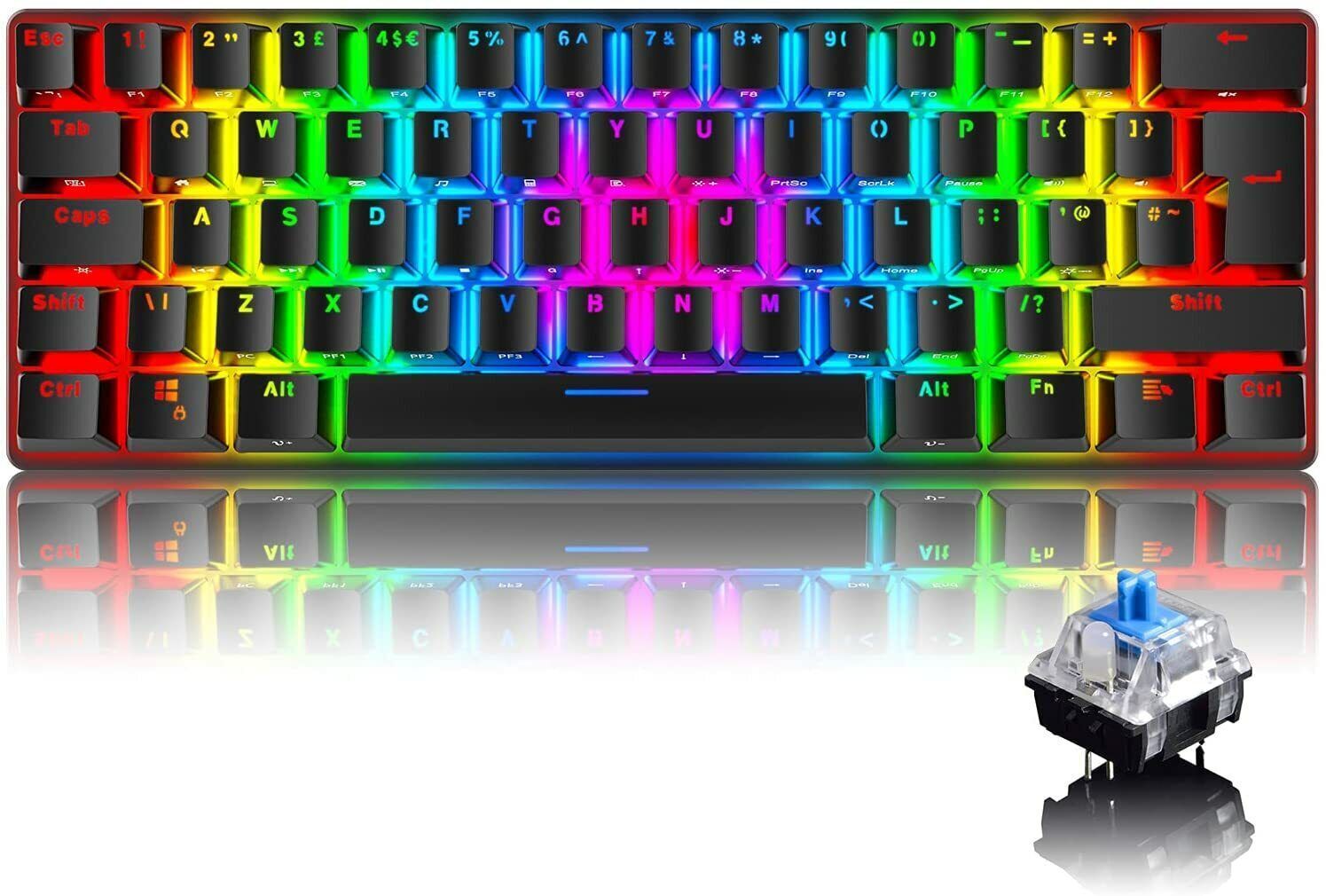 MK22 RGB MINI 60% Mechanical Gaming Keyboard PBT-Double Shot Key Caps Type C