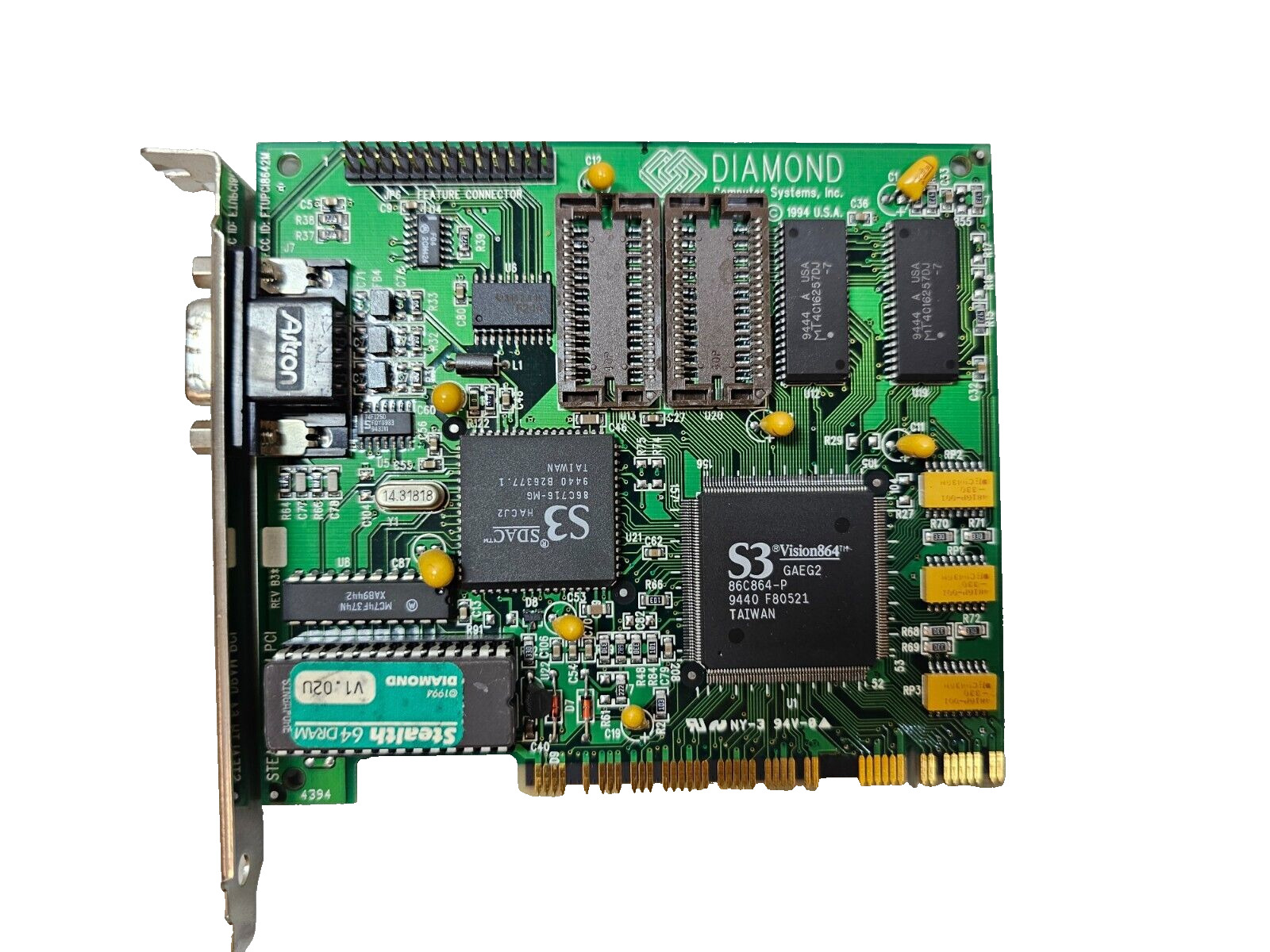 Vintage Diamond Stealth 64 DRAM (S3 VISION864 2MB) PCI VGA Graphics Card Tested