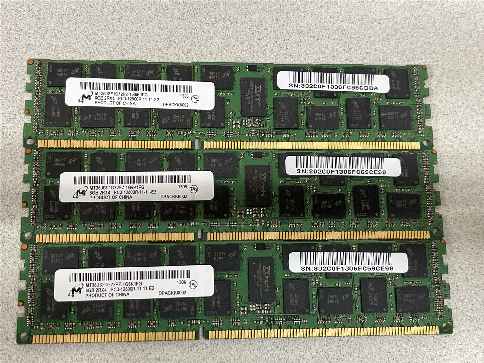 MICRON 24GB (3x8GB) PC3-12800R DDR4 2Rx4 DESKTOP MEMORY MT36JSF1G72PZ-1G6K1FG