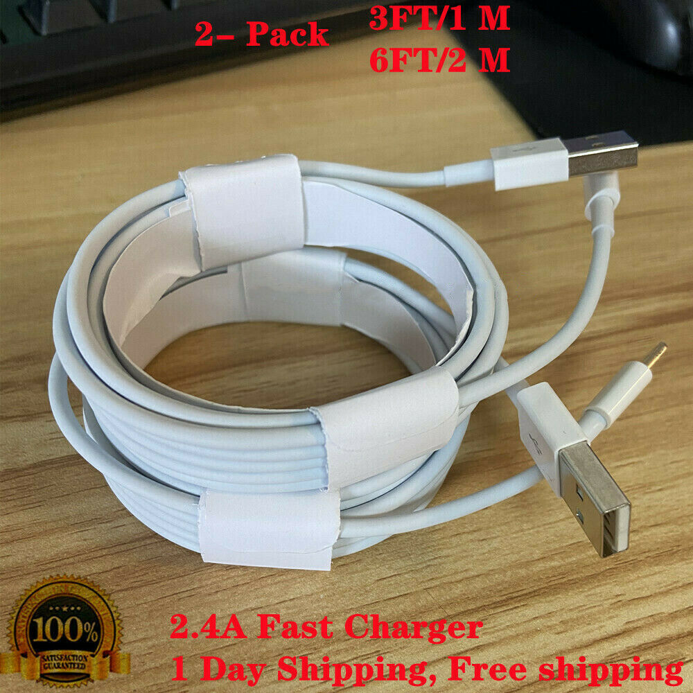 2Pack Lot USB Fast Charger Cable For iPhone 13 12 11 Xs Max 8 6 5s Charging Cord