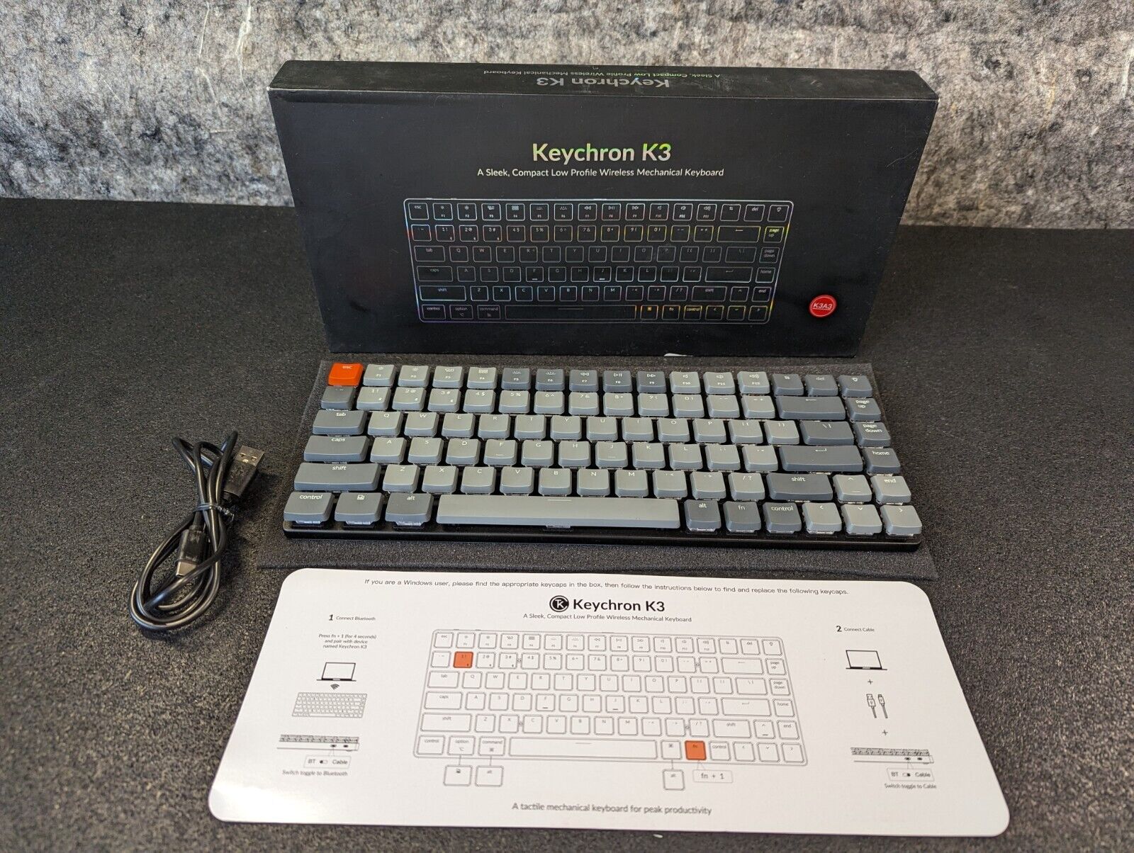 🔥New🔥 Keychron K3 Wireless Mechanical Keyboard K3A3 Gray Backlight Brown (2B)