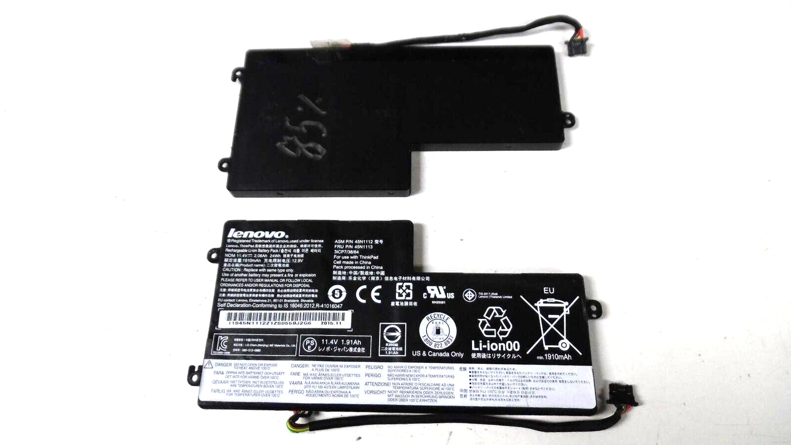 Pair of Lenovo ThinkPad T450 - 11.1V 1930mAh Batteries /45N1111 - 64% Health