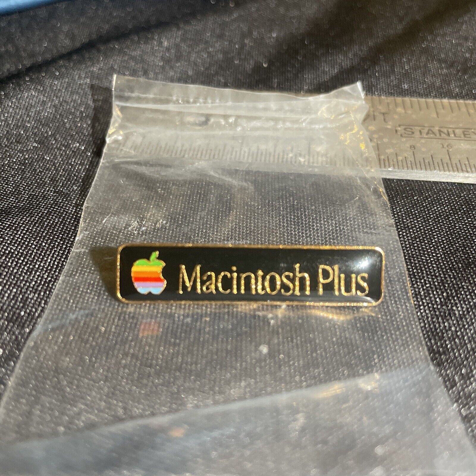 Vintage Apple Collectable: Rare Apple Macintosh Plus lapel Pin Black Rainbow
