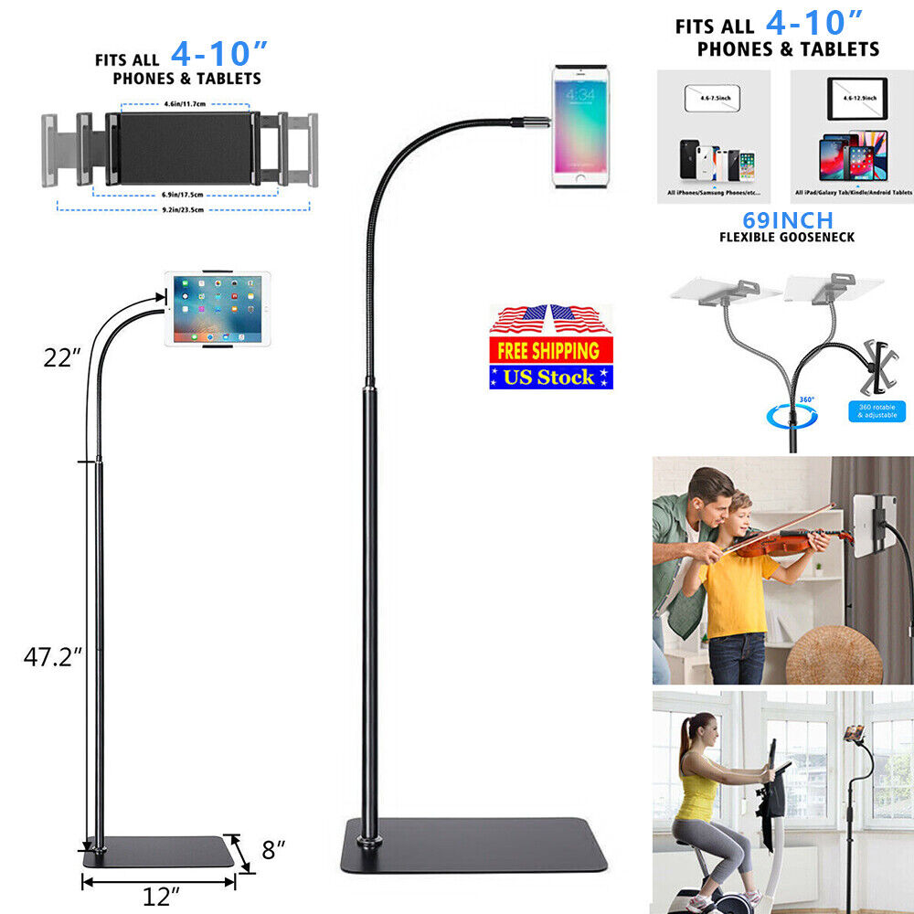 360° Adjustable iPad Tablet Lazy Holder Universal Floor Stand for Phone 4-10\
